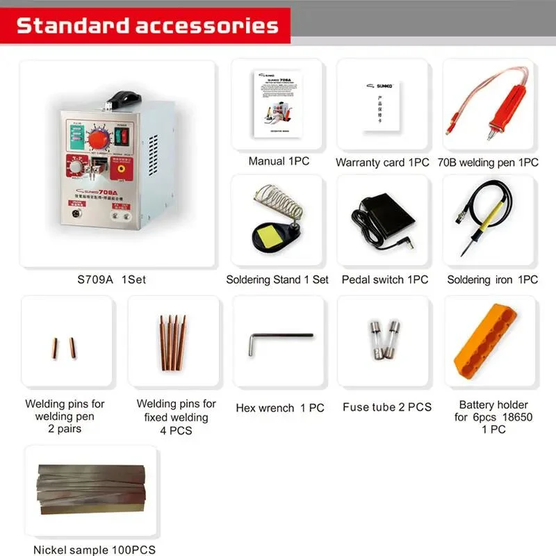 Factory Price Sunkko 709A Portable Battery Spot Welders 18650 Welding Station Spot Welding Machine