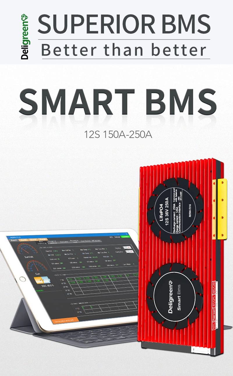 Daly 3.2V Cell Smart Active Balance Equalizer BMS Lithium LiFePO4 Battery Pack 12s 36V 150A Battery Management System