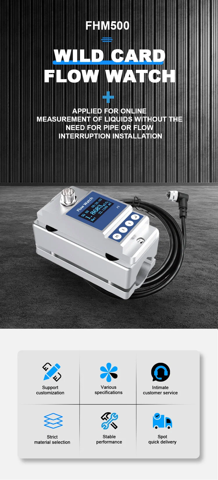 High Accuracy 4-20mA Modbus RS485 Energy/BTU Meter Ultrasonic Sensor Liquid Flowmeter