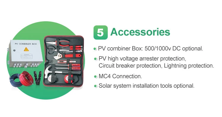 Rooftops Balcony Photovoltaic Complete off Grid 5kw 3kw 1000W 10kw 10 Kw 6kw 15kw Battery Storage Panel Set Energy Hybrid PV Solar Power Systems Price for Home