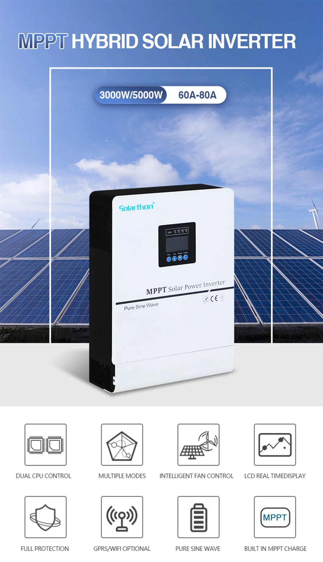 Solar Hybrid on off Grid Inverter for 3000kw 5000kw Energy Storage System with Lithium Battery