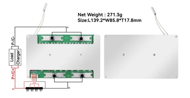 Factory Battery Management System 14.8V 4s 100A LiFePO4 Batery BMS for Lead Acid Replacement