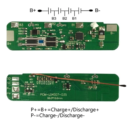 3s 4s 7A BMS for 14.4V 14.8V Li-ion/Lithium/Li-Polymer 12V 12.8V LiFePO4 Battery Pack with Smbus Protocol and Ntc (PCM-L04S07-D35)