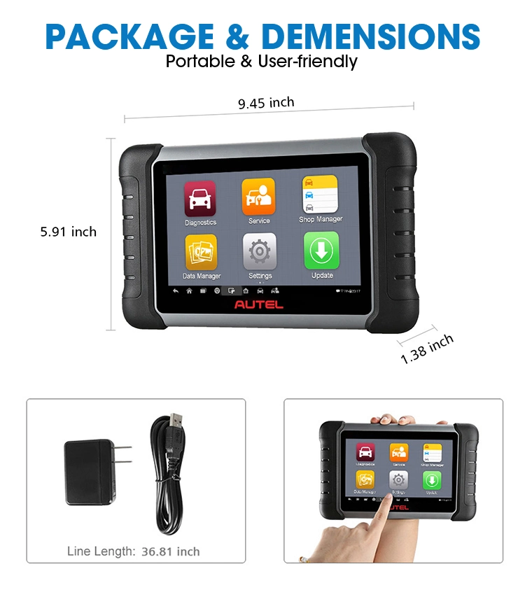 Autel Maxicom Mk808 Diagnostic Tool 7-Inch LCD Touch Screen with Epb/ Sas/ BMS/ DPF Reset Functions