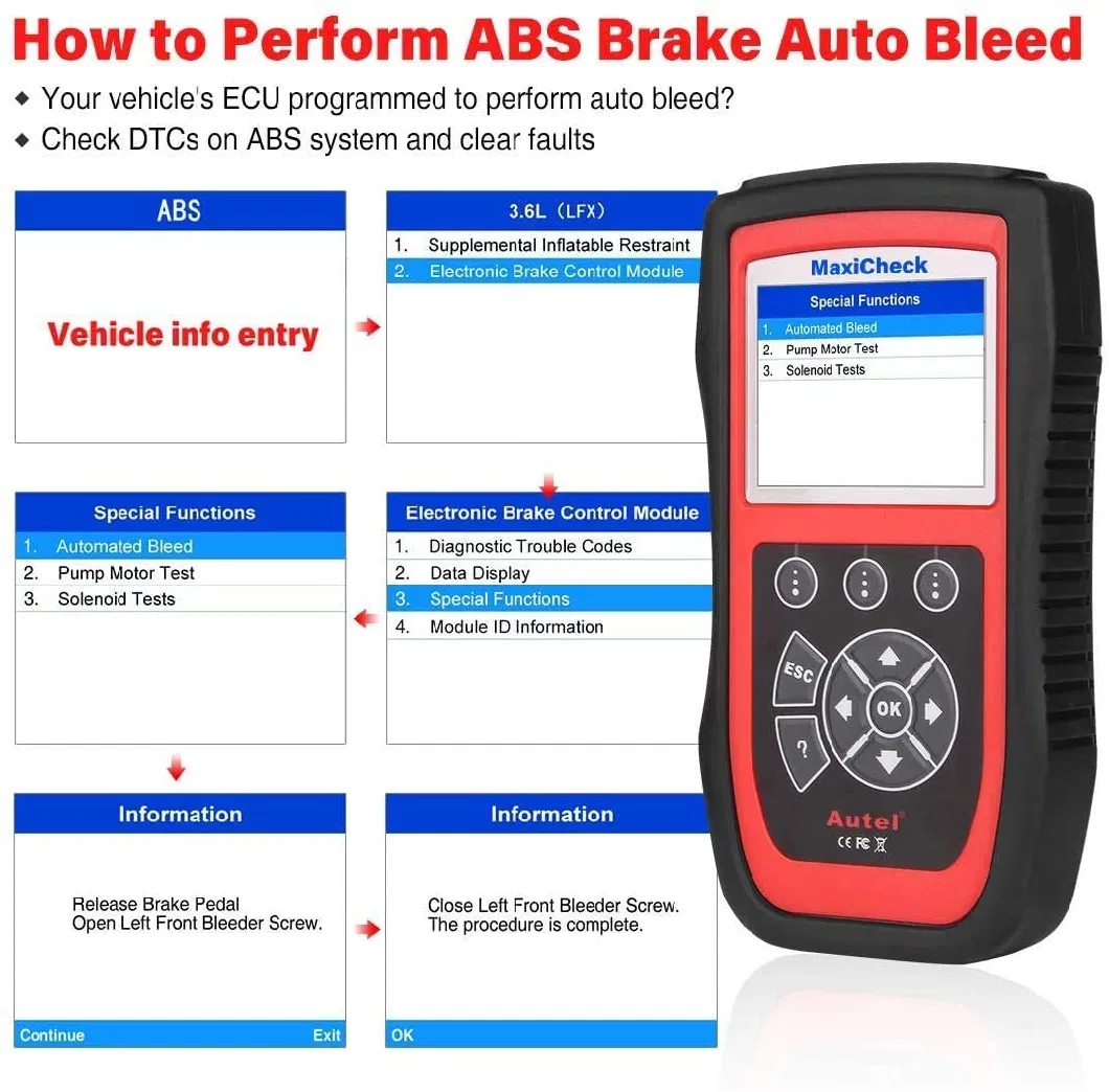 Autel Maxicheck PRO OBD2 Auto Bleeding Scanner Code Reader with Oil Reset, Sas, Epb, BMS, ABS/SRS Airbag, Free Update Pk Ap200c Diagnostic Tool