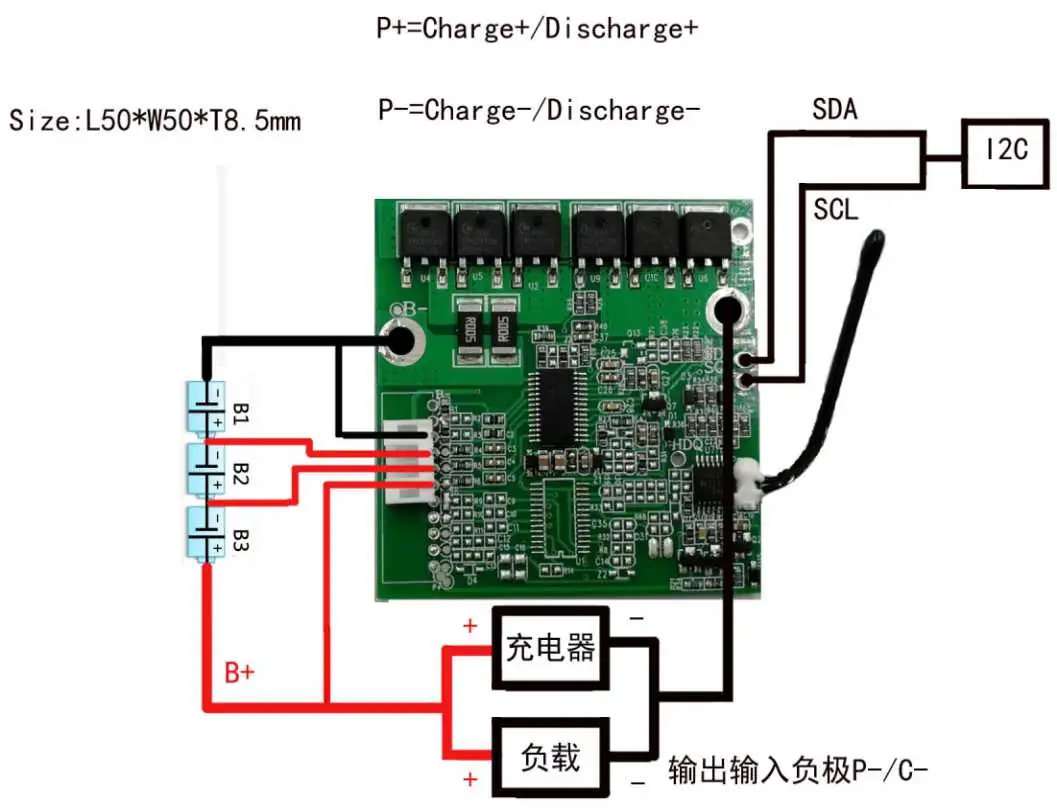 Factory Provide Small Size I2c Communication 3s/4s/5s/10s Battery BMS