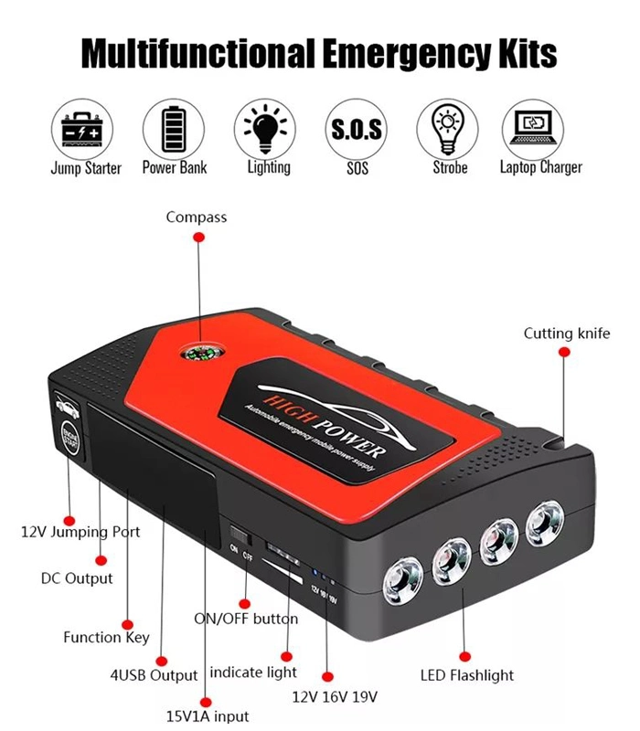 12V 99800mAh Jump Starter Multifunction Portable Emergency Booster Pack Battery for Car