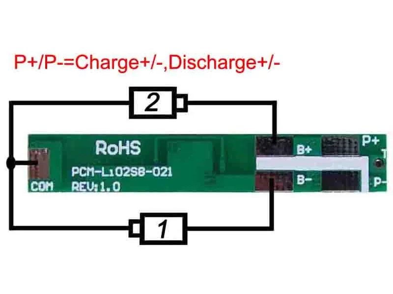 2s 5A BMS for 7.2V 7.4V Li-ion/Lithium/Li-Polymer 6V 6.4V LiFePO4 Battery Pack with Ntc Size L48.5*W8*T2.5mm (PCM-Li02S8-021)