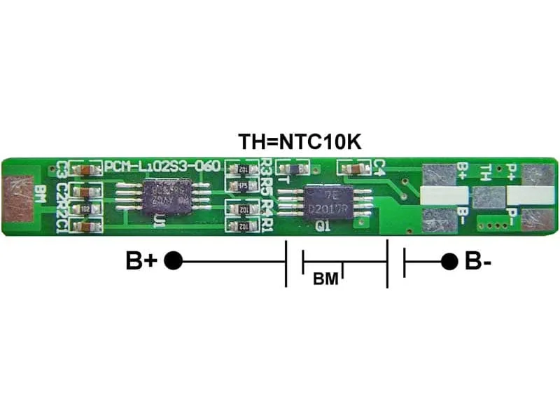 2s 3A BMS for 7.2V 7.4V Li-ion/Lithium/Li-Polymer 6V 6.4V LiFePO4 Battery Pack with Ntc Size L45*W7*T2.5mm (PCM-Li02S3-060)