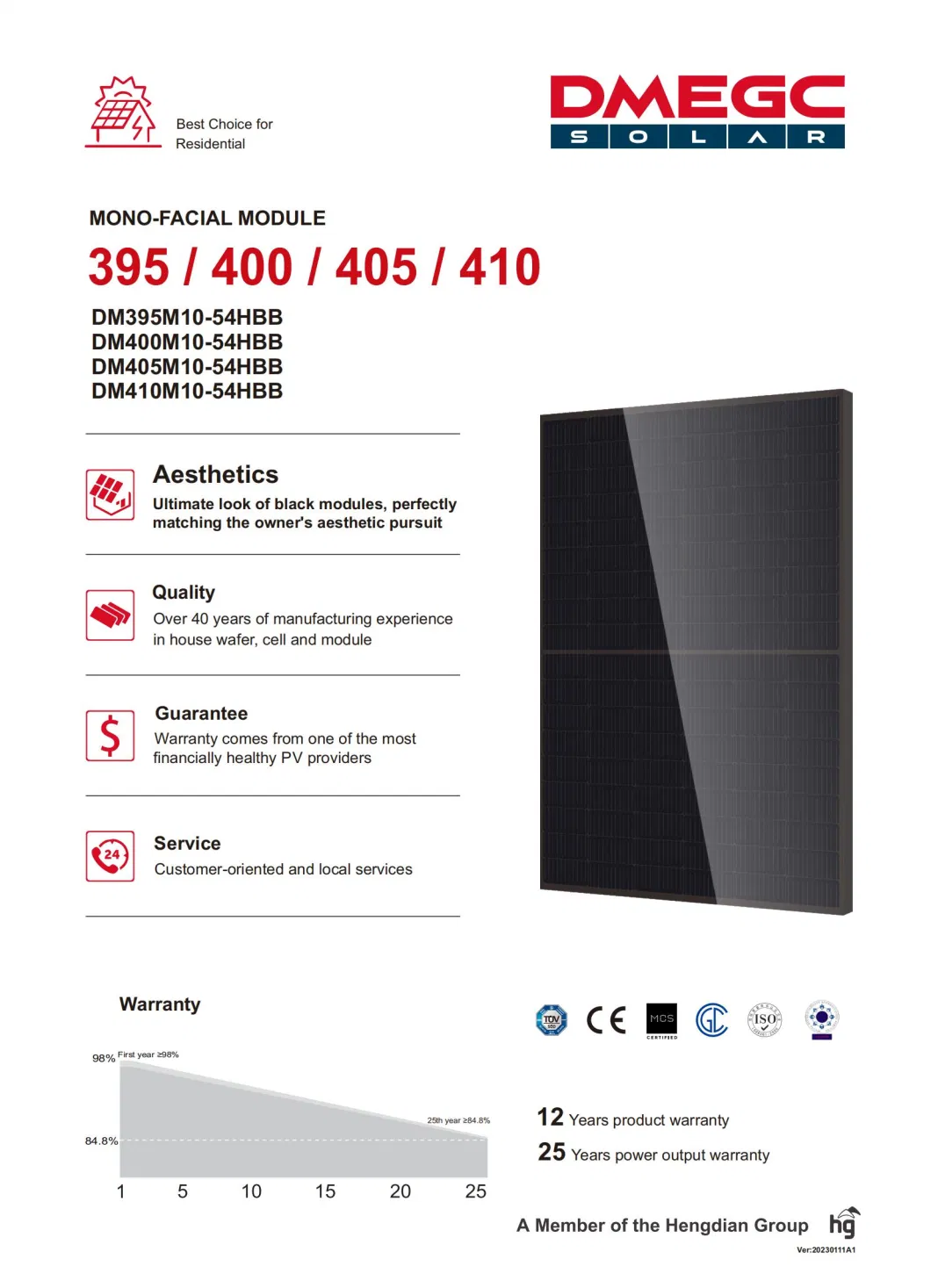 Ue Europe Warehouse Mono Solor Panel 400W 410W 400 Watt W 400watt Monocrystalline Full Black Solar Panels EU Stock