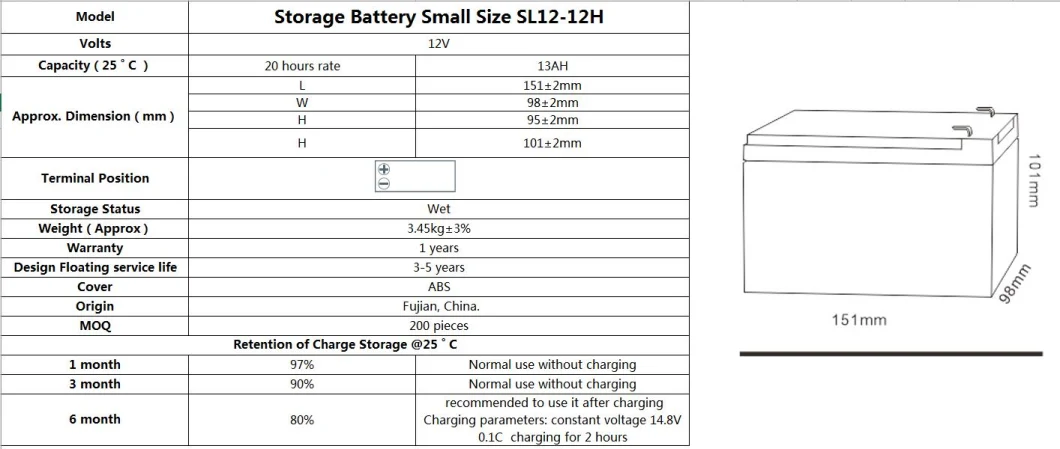 TCS 12 V 13Ah Storage Of Electricity For Electric Tools Sl12-12H