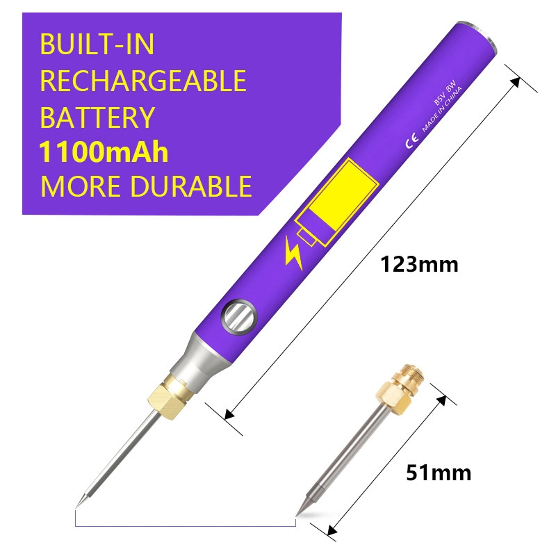 5V 8W Mini USB Wireless Portable Ceramic Core Heating Battery Powered Rechargeable Soldering Iron Pen Kit Welding Repair Tools