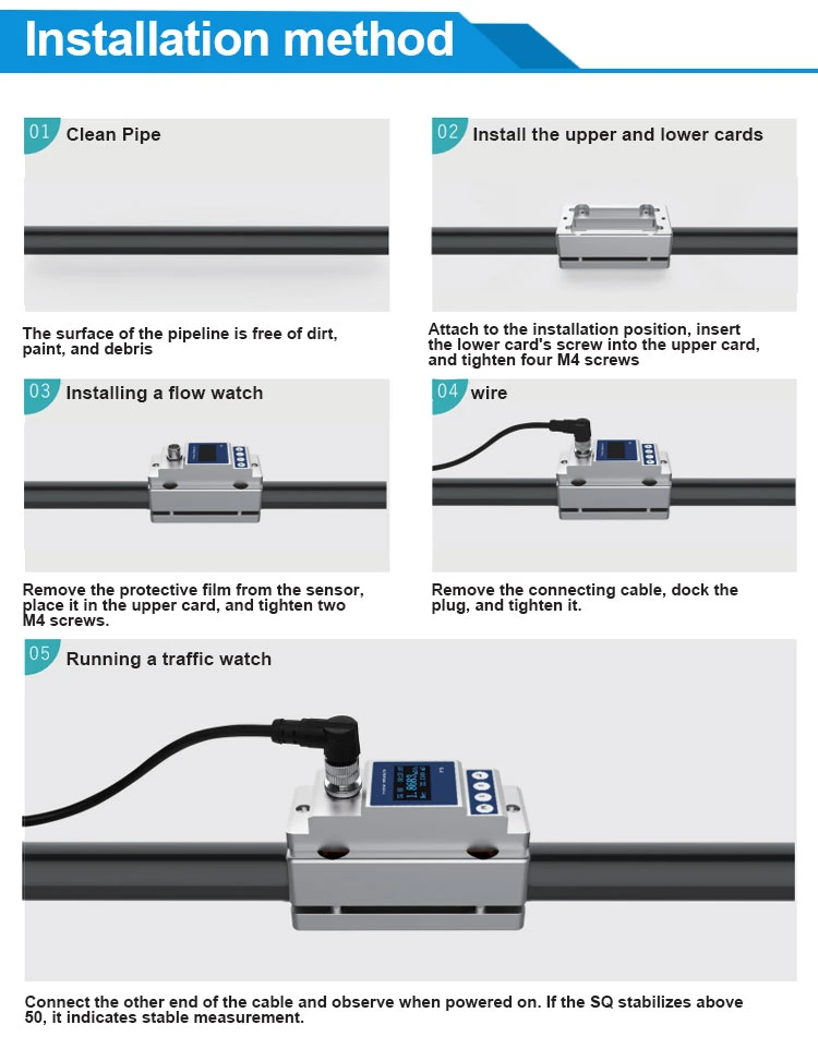 High Accuracy 4-20mA Modbus RS485 Energy/BTU Meter Ultrasonic Sensor Liquid Flowmeter