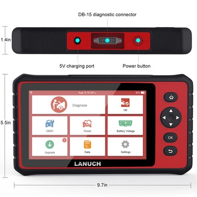 Launch Crp909e All System Car OBD2 Scanner Check OBD II Engine ABS Airbag Body Audio 4WD Brake HVAC Scan Tool 15 Service Funtion