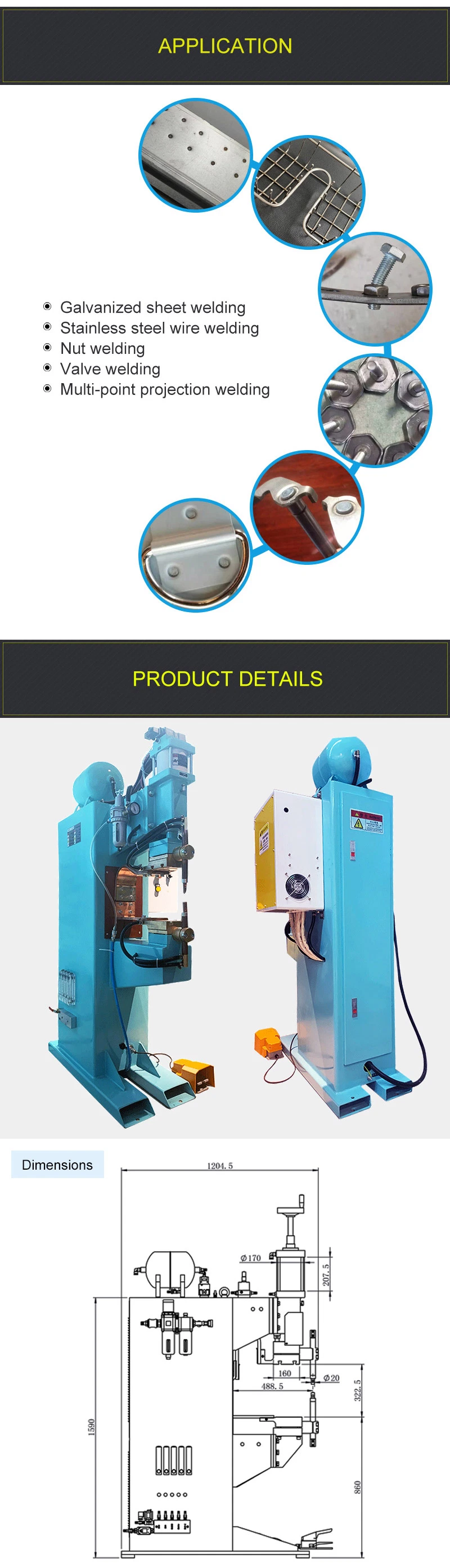 High-Prower SCR Contactless Switch Resistance Pneumatic Metal Artifact Spot Welder