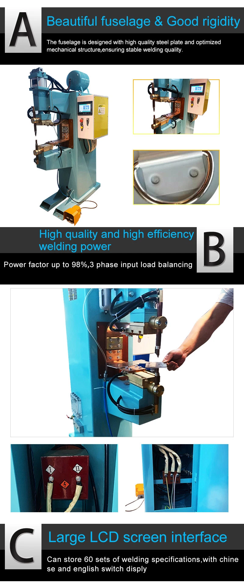 High-Prower SCR Contactless Switch Resistance Pneumatic Metal Artifact Spot Welder