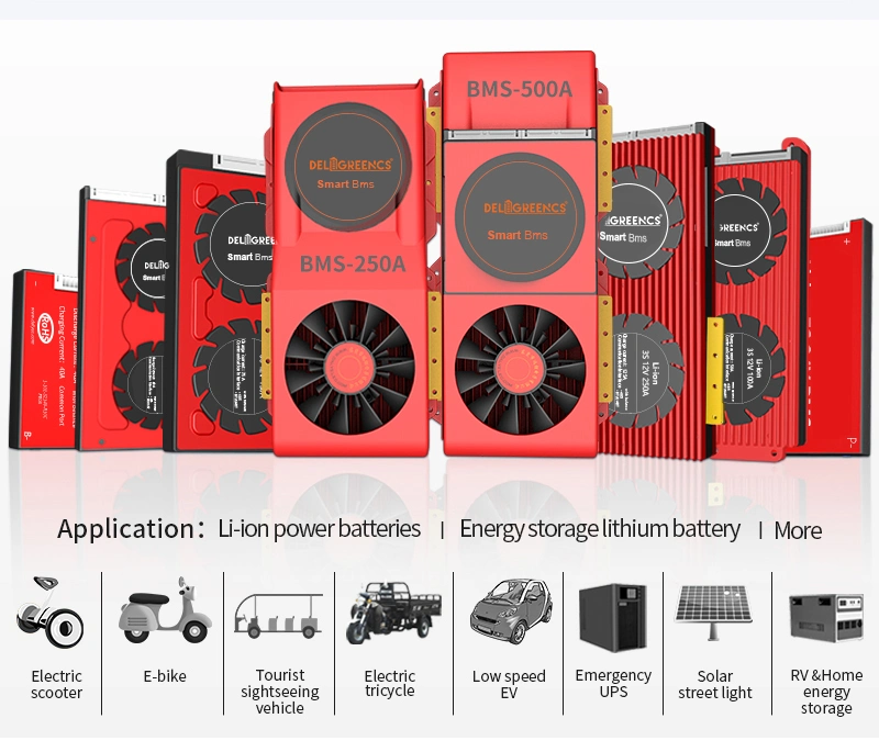 Deligreen 48V BMS 200A 250A 300A 400A 500A High Discharge Current 3.2V LiFePO4 BMS 48V16s for Car Solar Inverter 4s-16s Smart BMS
