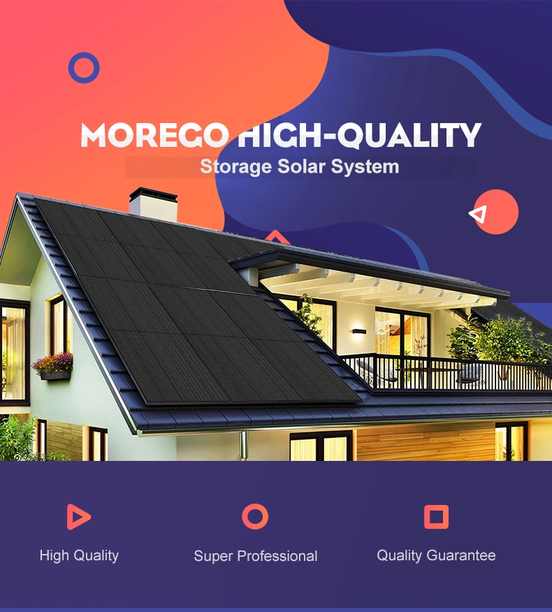 Moregosolar Solar Storage Energy System 12kw 10kw High Quality Solar Panels Lithium Battery Growatt Hybrid Inverter