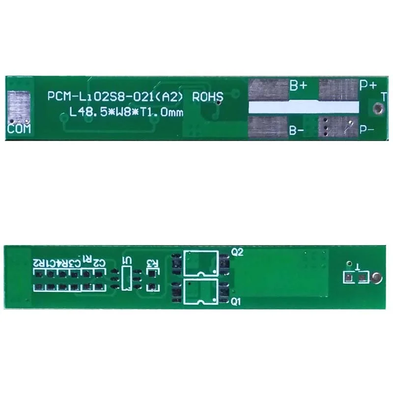 2s 5A BMS for 7.2V 7.4V Li-ion/Lithium/Li-Polymer 6V 6.4V LiFePO4 Battery Pack with Ntc Size L48.5*W8*T2.5mm (PCM-Li02S8-021)