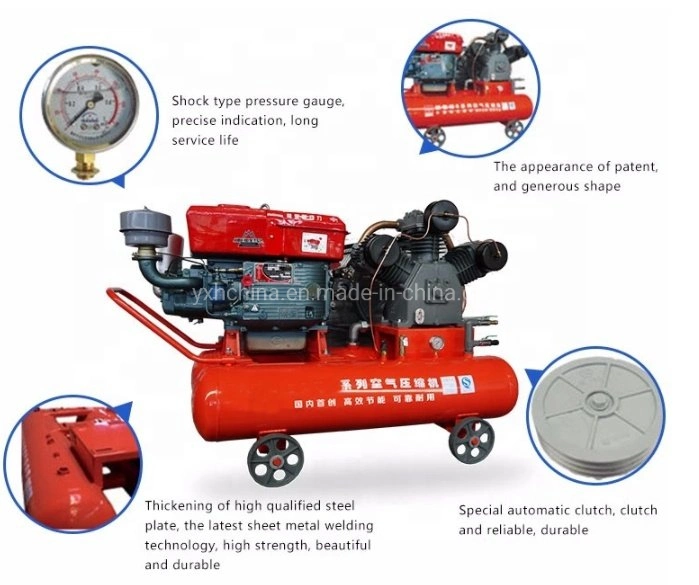 China Factory Price W3128 Small Diesel Portable Piston Air Compressor for Mining