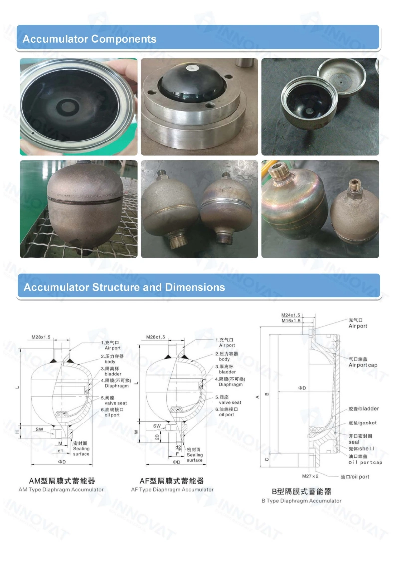 Hydraulic Accumulator Diaphragm Accumulator 0.16L 25MPa Can Replace Bladder Accumulator/Stainless, Carbon Steel Accumulators