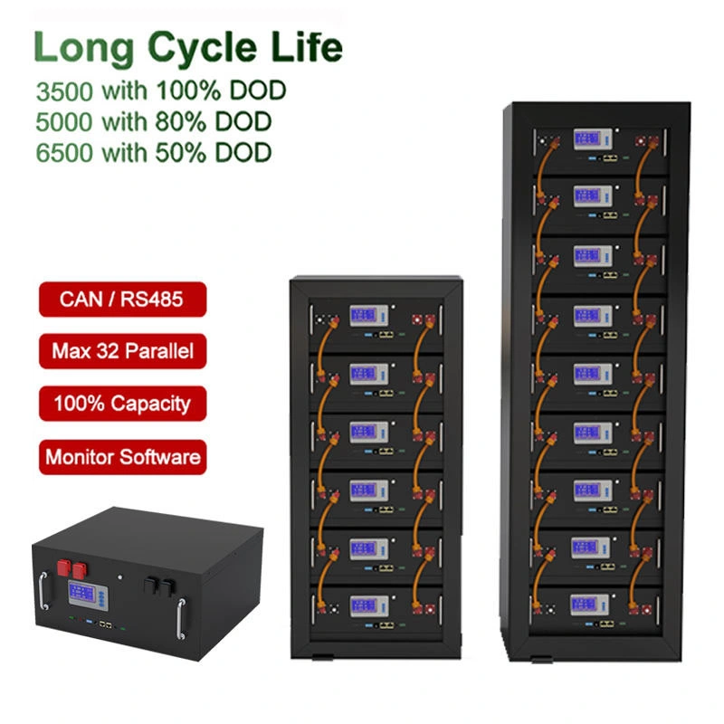 48V Built-in 16s 51.2V 200W BMS Lithium Ion Phosphate Battery 6000 Cycle Solar Inverter LiFePO4 Battery