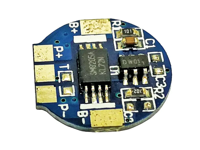 1s 3A Round BMS for 3.6V 3.7V Li-ion/Lithium/Li-Polymer 3V 3.2V LiFePO4 Battery Pack Size &Phi; 14mm with Ntc (PCM-Li01S3-107)