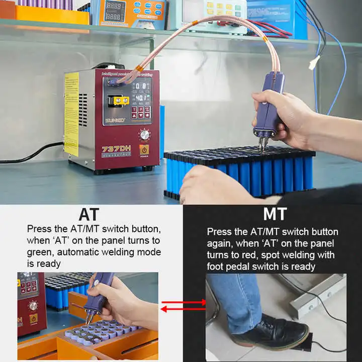 Sunkko 737dh New Upgrade Induction Delay Spot Welder for 18650 Battery 4.3kw High Power Automatic Pulse Spot Welding Machine