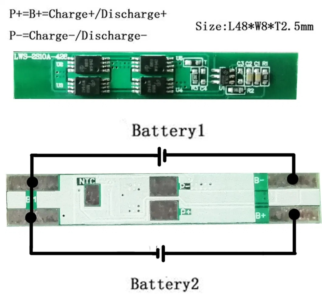 7.4V BMS or 3.7V 2s 18650 Lithium Ion /Polymer Battery PCB