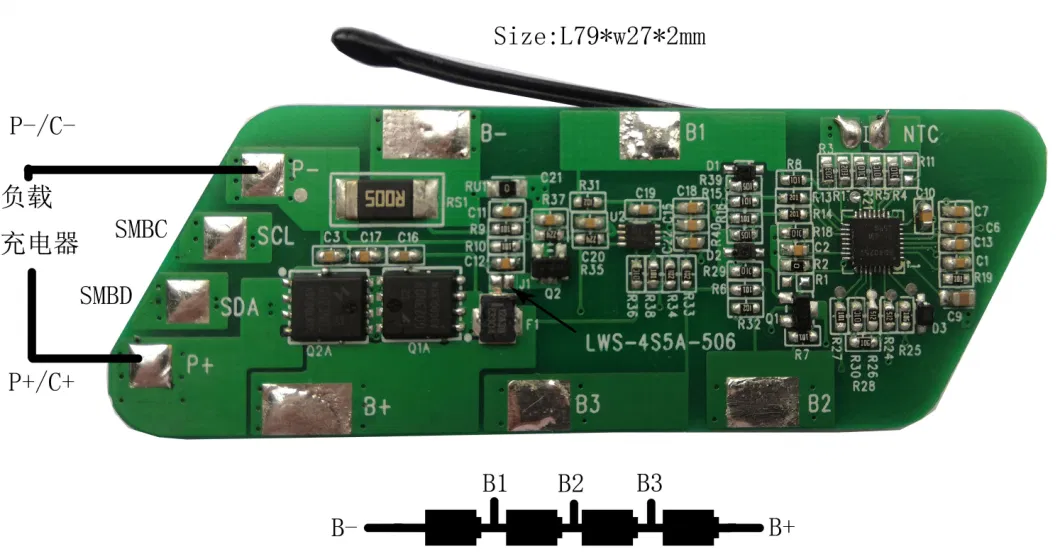 4s 12.8V PCB Smbuse Communication BMS 3A Charge 8A Discharge