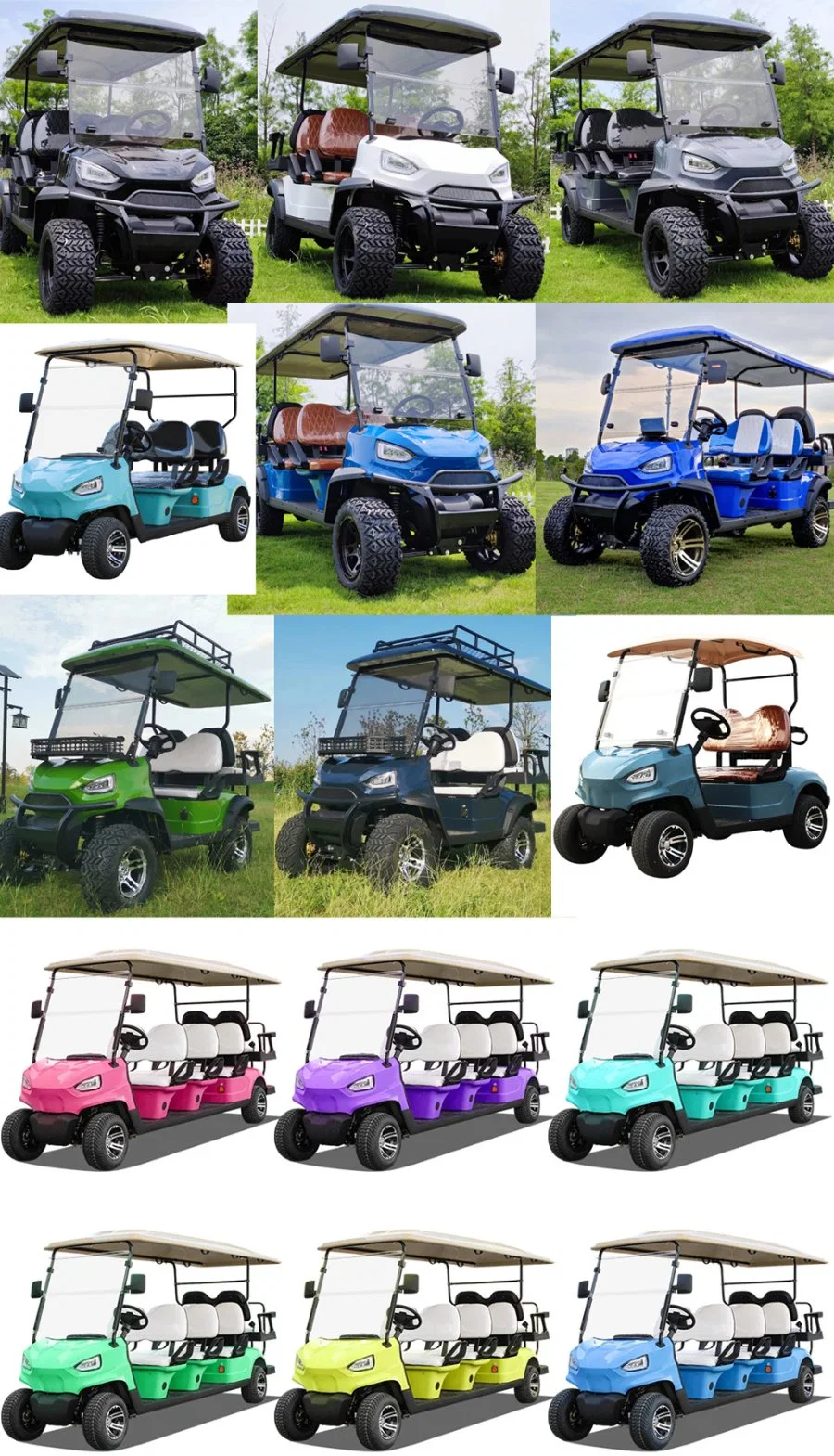 Sightseeing 6 Seater Golf Car High Chassis Lithium Battery Electric Golf Cart