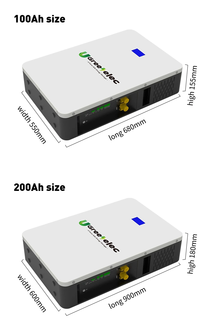 U-Greenelec 48V 100ah 200ah Wall Mounted Lithium Battery Storage