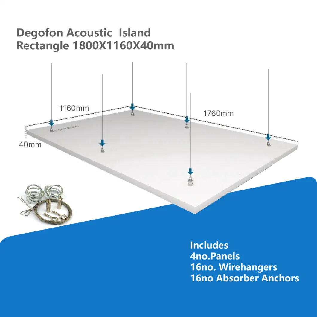 Soundproof Glasswool Baffles Sound Absorbing Ceiling Panels