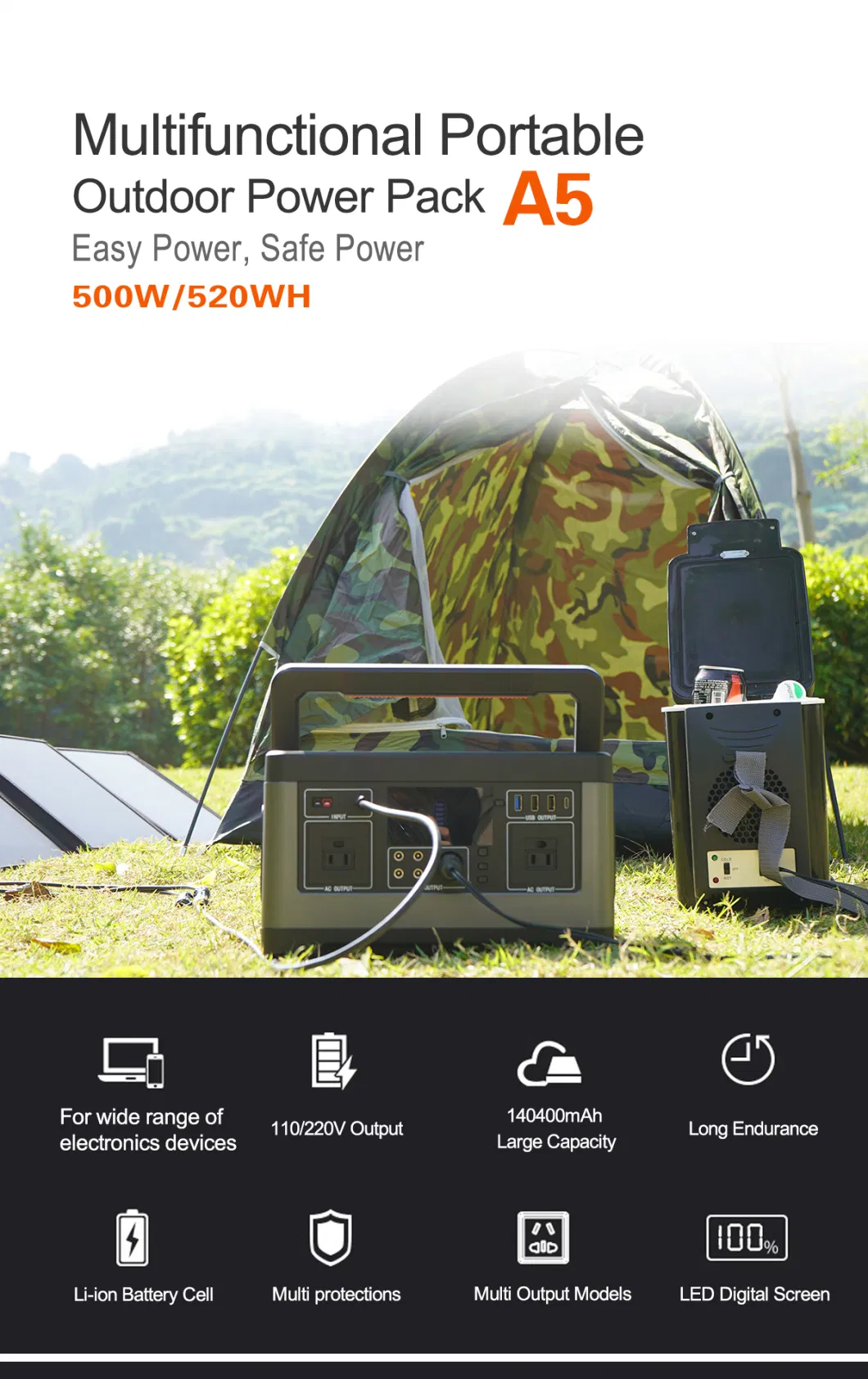 500W Portable Power Station for Outdoor Adventures