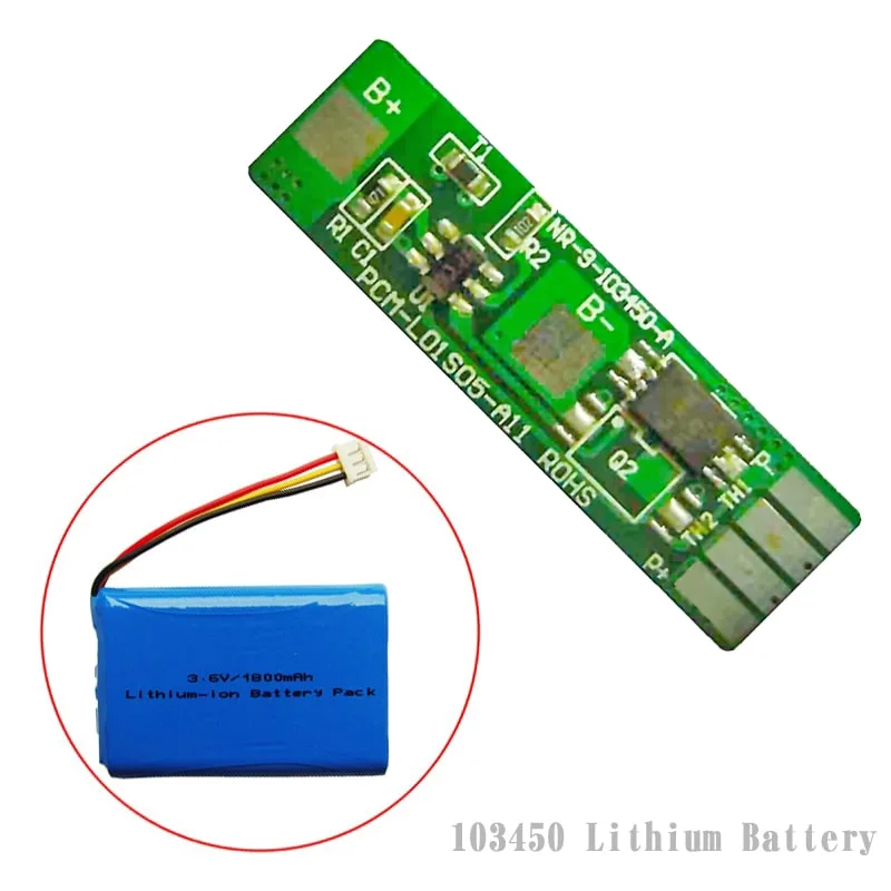 1s 5A BMS for 3.6V 3.7V 103455/103450/103448 Li-ion/Lithium/Li-Polymer 3V 3.2V LiFePO4 Battery Pack with Ntc (PCM-L01S05-A11)