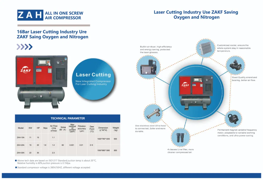 Zakf 7.5kw 220V 60Hz Cheap Industrial High Pressure Mining Screw Air Compressors Diesel Scroll Portable Rotary Compressor All in One Integrated Screw Compressor