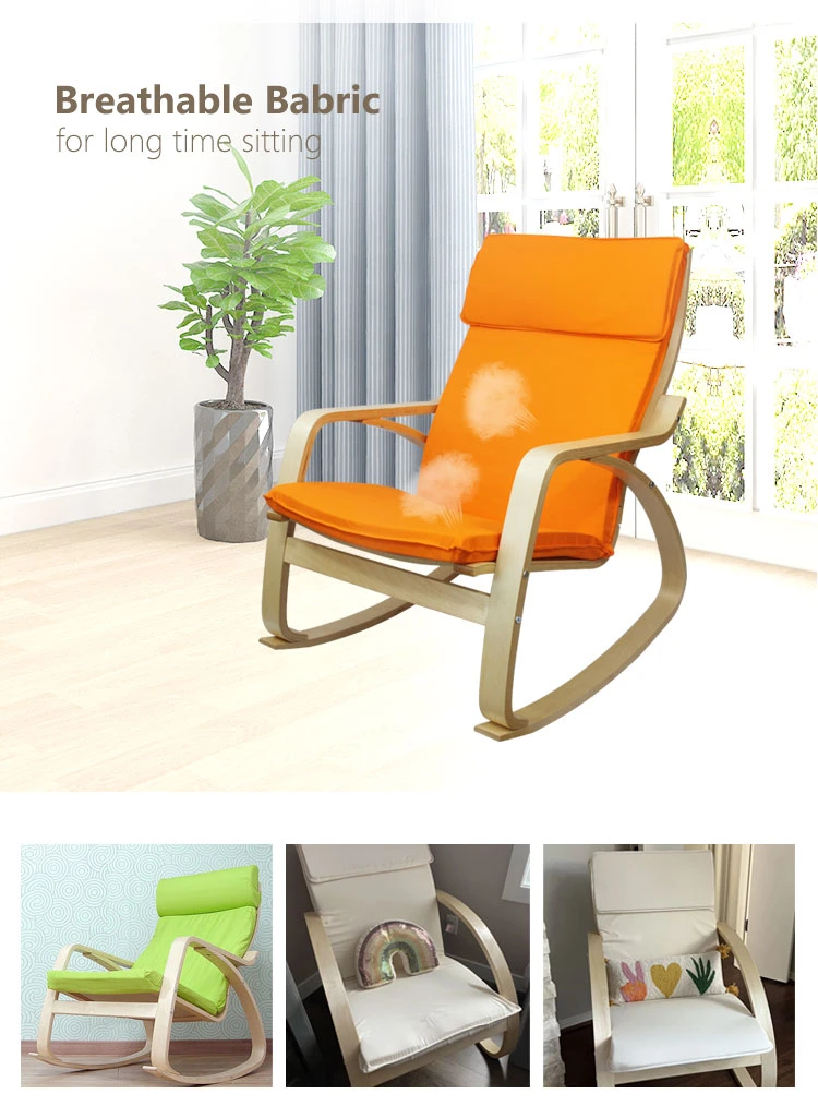 Hot Sale Wooden Fabric Backrest Modern Recliner Chair Seat for Living Room Leisure Armchair Comfortable Rocking Chair for Adults