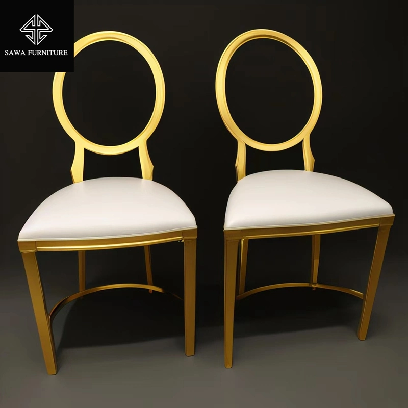 Customized Gold Frame Stainless Steel Wedding Reception Dining Chairs