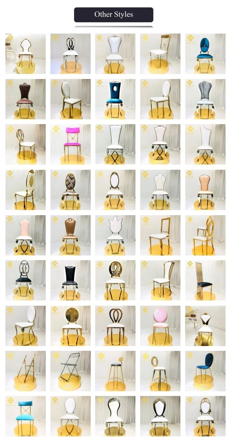 Customized Gold Frame Stainless Steel Wedding Reception Dining Chairs