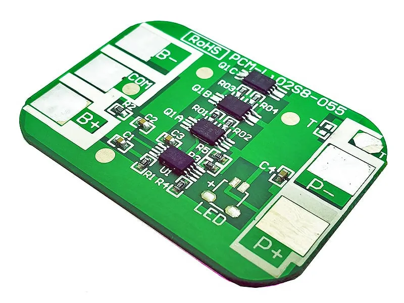 2s 8A BMS for 7.2V 7.4V Li-ion/Lithium/Li-Polymer 6V 6.4V LiFePO4 Battery Pack with LED Power Display Socket Size L49*W34*T3.5mm