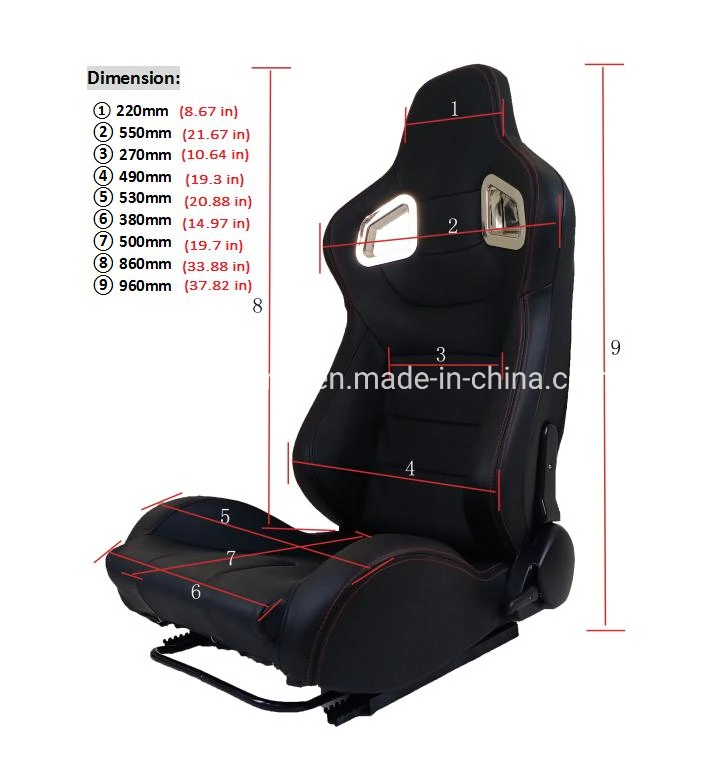 2022 Hot Sale Recaro Racing Bucket Seat with Black Leather Cover