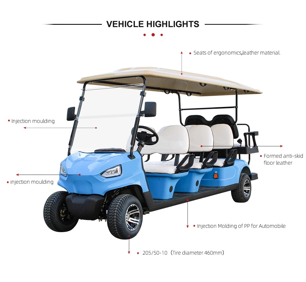 Sightseeing 6 Seater Golf Car High Chassis Lithium Battery Electric Golf Cart