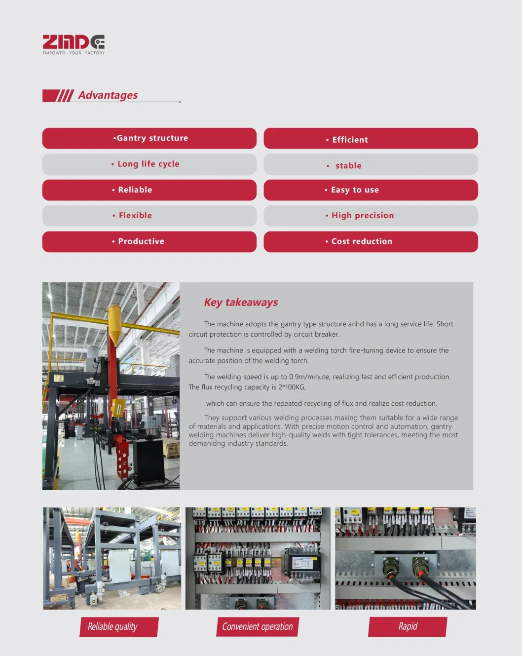 Zmde H/T/I Beam Assembling and Welding Machine in Gantry Type