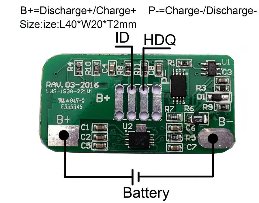 1s 3.7V 18650 Battery Management System BMS with Smbus