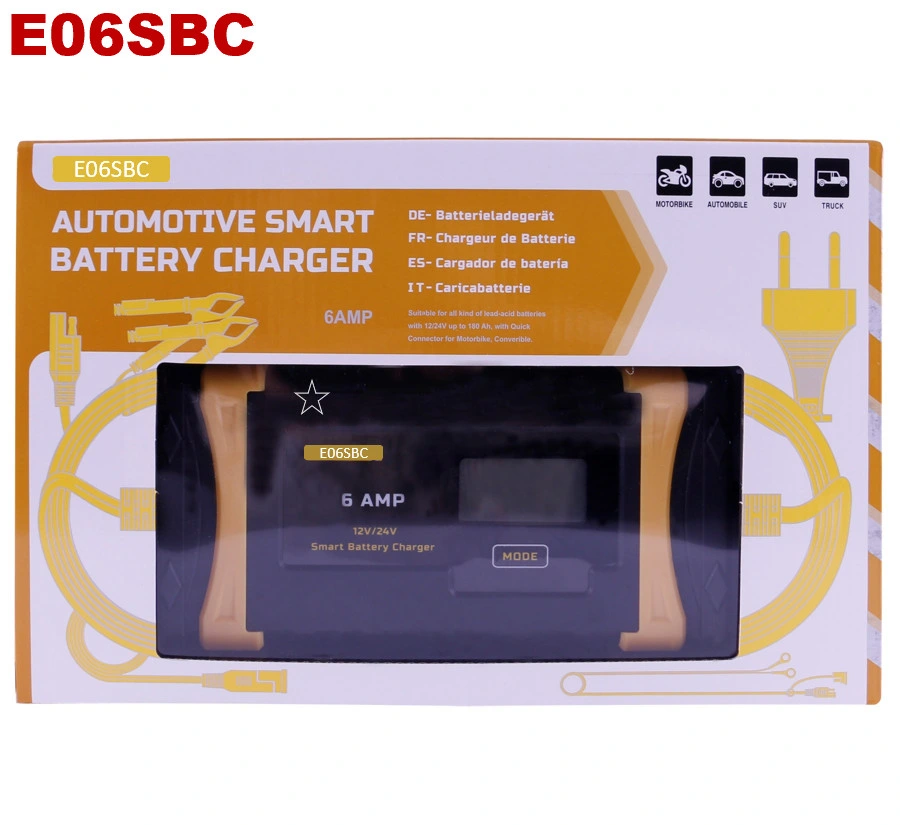 Automatic Smart Car Battery Charger,12V/6A 24V/3A Compatible Trickle Charger for Car,Battery Maintainer,Supersafe Battery Desulfator W/ LCD Display Pulse Repair