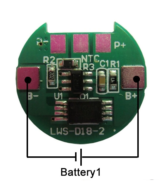 PCM PCB 18650 Battery Lithium BMS Round 1s 3.7V 2A3a with 10K Ntc