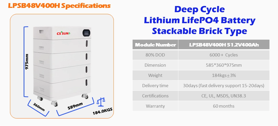 CSSUN 5kwh 10kwh 15kwh 20kwh 25kwh 51.2V LiFePO4 Battery + 5kw inverter for home use solar energy storage system 48V Lithium Li ion