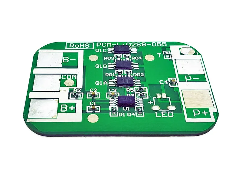 2s 8A BMS for 7.2V 7.4V Li-ion/Lithium/Li-Polymer 6V 6.4V LiFePO4 Battery Pack with LED Power Display Socket Size L49*W34*T3.5mm