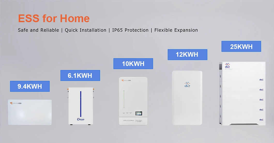 Sunlink DIY Solar Energy Batteries Residential PV Storage Management Systems Ess LiFePO4 Lithium Battery for Solar Hybrid Inverter