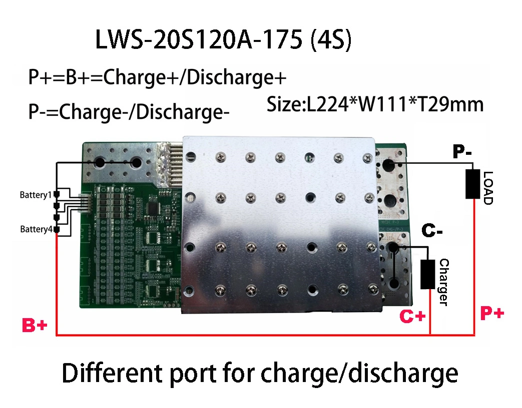 4s-20s LiFePO4 BMS 100A One Port/Two Port for Charge/Discharge